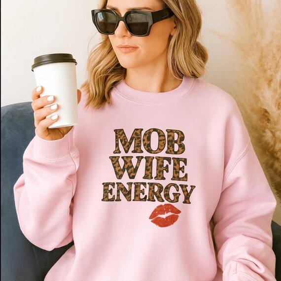 Mob Wife Energy Sweatshirt: Leopard Print Lips, Cozy Gildan 18000