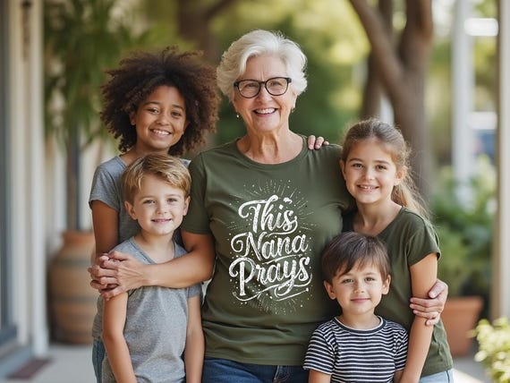 This Nana Prays Tee, Grandma Gift, Religious Shirt, Family Reunion, Christian T-Shirt, Nana Gift