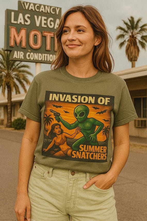 Invasion of the Summer Snatchers Tee  Retro Alien Horror Beach T-Shirt  Sci-Fi Vintage Comfort Colors 1717  Halloween Summer Shirt
