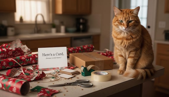 Personalize inside of card.  Heres a Card Because society insists. Greeting Card |  Funny Minimalist Note Card