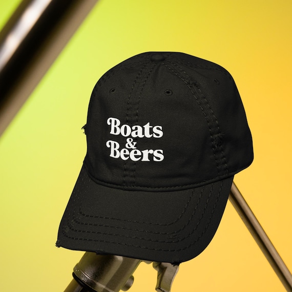 Boats & Beers Distressed Hat: Funny Boat Captain Cotton Cap