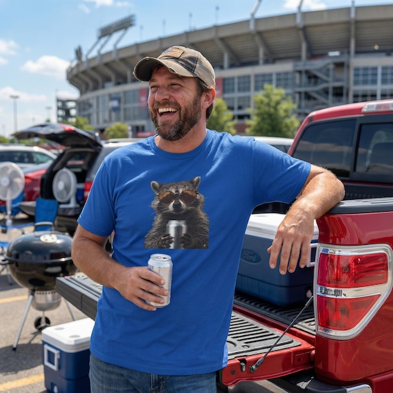 Funny Beer Raccoon T-Shirt  Sunglasses Trash Panda Graphic Tee  Gildan 64000 Softstyle  Relatable Weekend Vibe Shirt