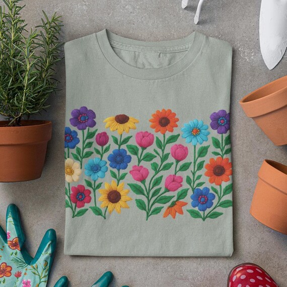 Floral Graphic T-Shirt: Cottagecore Wildflower Garden Shirt