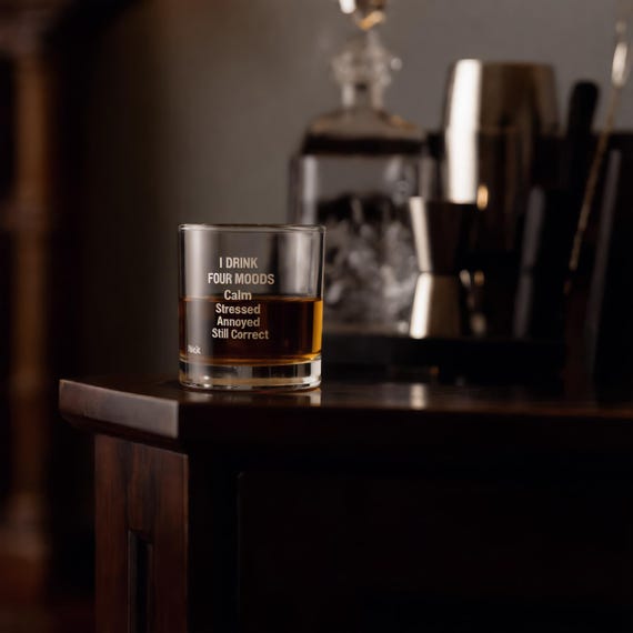 Engraved Whiskey Glass| 10.5oz Crystal Rock Glass, Personalized Initial or Monogram