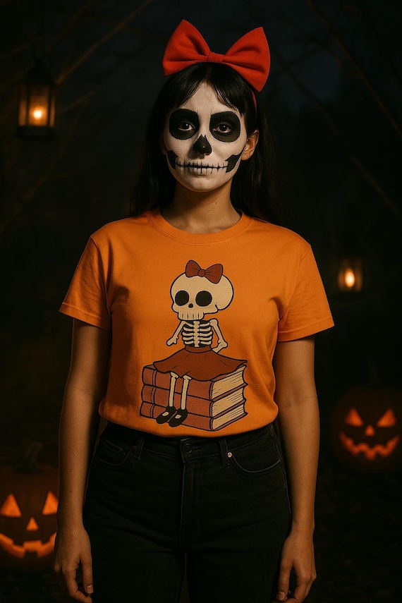 Cute Skeleton Kids Tee | Fun Halloween Shirt, Bookworm Apparel, Kids' Halloween Costume, Skeleton T-Shirt, Spooky Kids Clothing