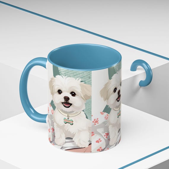 Custom Maltese Dog Mug: Personalized Name Tag, Pet Lover Gift