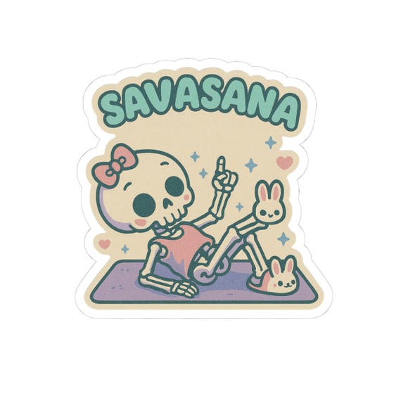 Yoga Skeleton Stickers: Savasana Pose, Laptop Decals