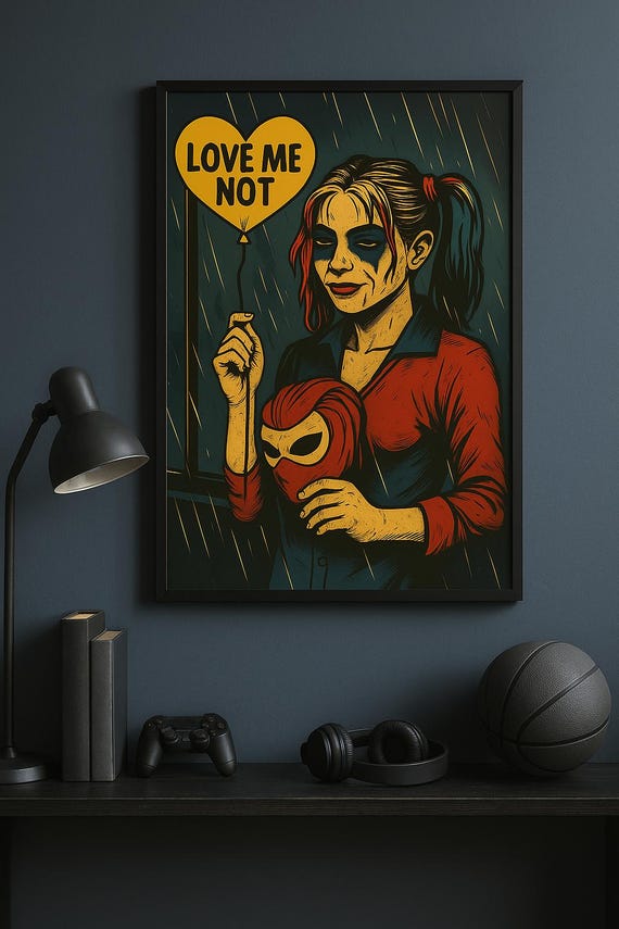 Harley Quinn Inspired Pop Art Canvas: Moody Comic Book Style