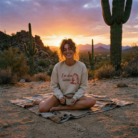 I'm Done Dealing With Haters Sassy Retro Sweatshirt Cozy Oversized Crewneck