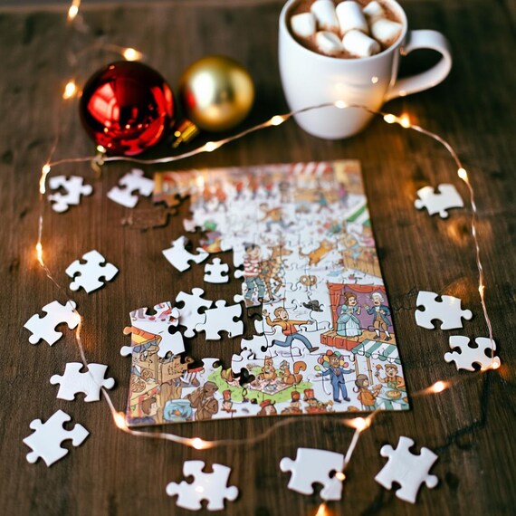 Holiday Puzzle Chaos Search  Funny Christmas Market Jigsaw  110/252/520 glossy Pieces
