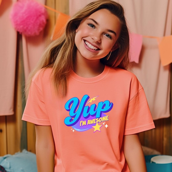 Kids Birthday T-Shirt, Awesome Fun Confident Youth Tee, Positive Kids Clothing, Cool Birthday Shirt for Boys & Girls, Comfort Colors 9018