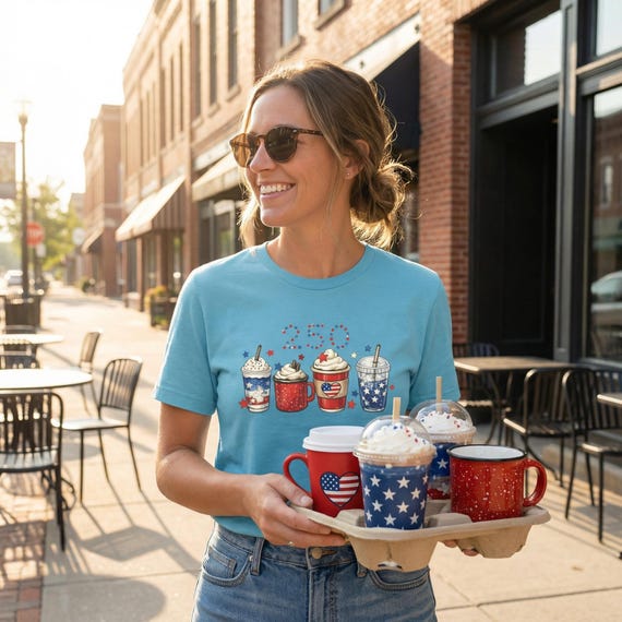 250th Anniversary USA Shirt: Patriotic Coffee Lover Tee