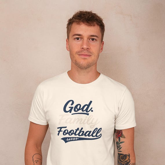 God Family Football Tee: Christian Game Day Shirt, Bella+Canvas