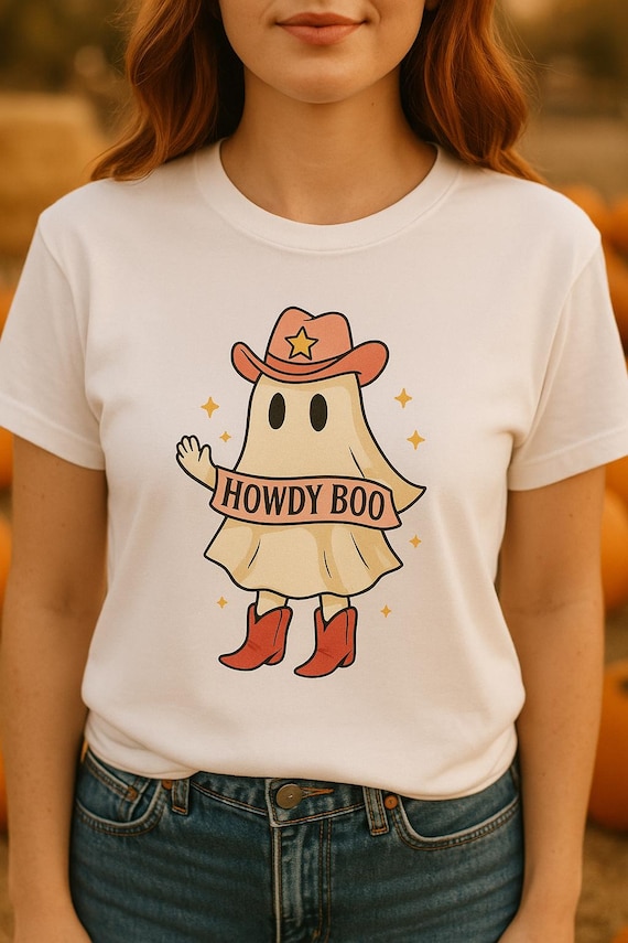 Howdy Boo Ghost T-Shirt: Comfort Colors Western Halloween Tee