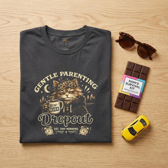 Gentle Parenting Dropout Tee | Funny Mom Grumpy Cat Shirt