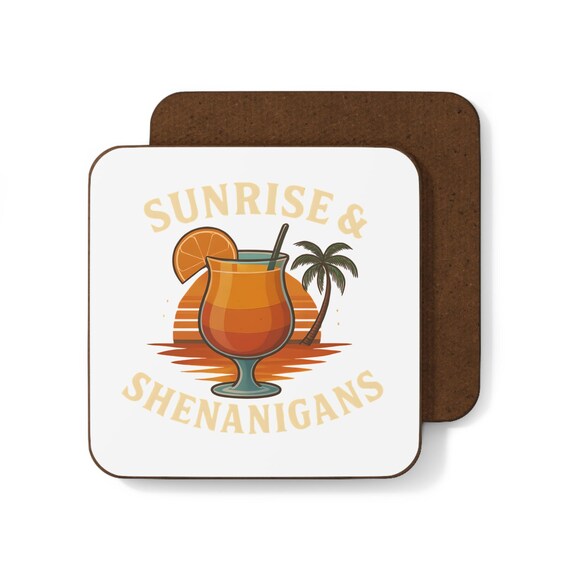 Tropical Drink Coaster: Sunrise & Shenanigans Beach Bar Decor