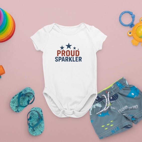 4th of July Baby Onesie – Proud Sparkler Infant Bodysuit, Newborn Holiday Outfit, Cute Summer Celebration Gift