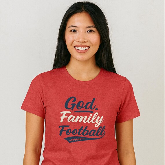 God Family Football Tee: Christian Game Day Shirt, Bella+Canvas