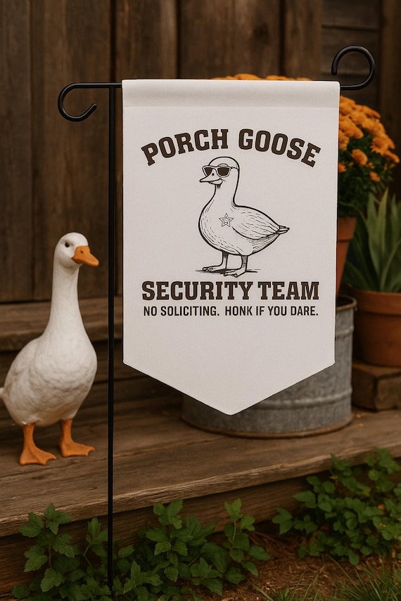 Funny Goose Security Team Yard Flag: No Soliciting Garden Banner