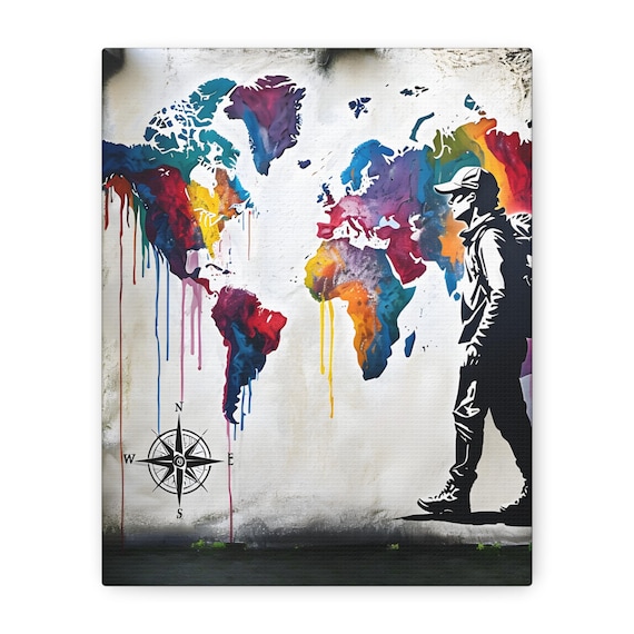 Vibrant World Map Canvas: Adventure Travel Wall Art