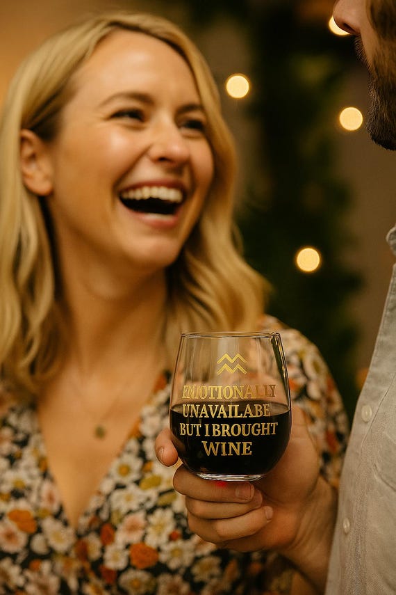 Aquarius Wine Glass: Emotionally Unavailable Zodiac Gift