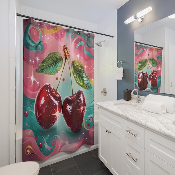 Unique Cherry Shower Curtain Cherry bathroom decor retro decor Girls bathroom house warming gift