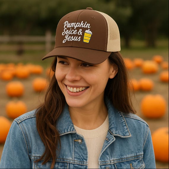 PSL Pumpkin Spice Jesus Trucker Hat: Funny Christian Fall Cap