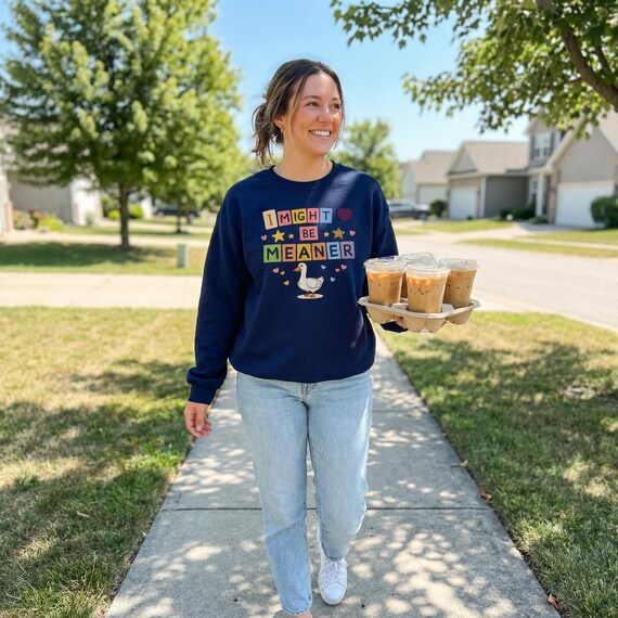 Attitude  Funny Goose Sweatshirt I Might Be Meaner Retro Crewneck
