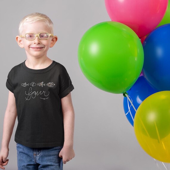 Four Fish Toddler T-Shirt  4-Year-Olds Toddler  4 Birthday Short Sleeve Tee 4-year-old birthday 4 fish