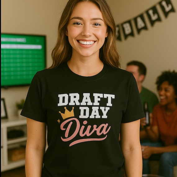 Draft Day Diva T-Shirt: Women's Fantasy Football Pink & Gold Tee