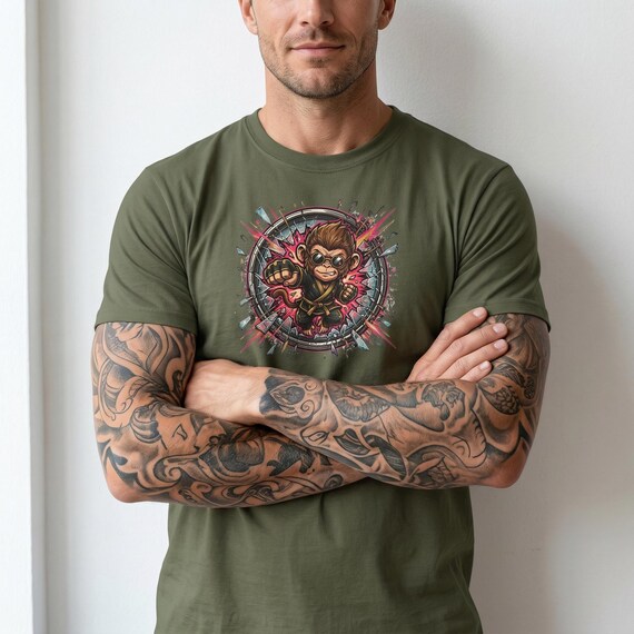 Funny Monkey Meme Karate Shirt, Softstyle Tee with Punching Monkey, Martial Arts Humor