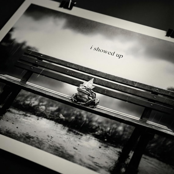 Motivational Poster Art Print – Minimalist Frog Motivation Quote  Moody Decor, Satin Finish