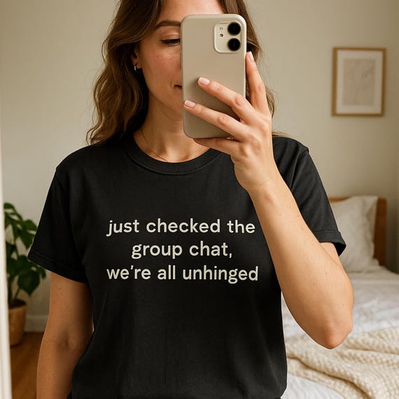 Funny Group Text Shirt: Minimalist Sarcastic Tee - Gildan Cotton
