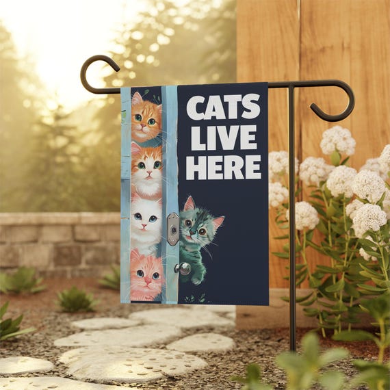 Banner, Cat Lover Gift, Garden Flag, House Decoration, Welcome Sign, Cat Themed Decor