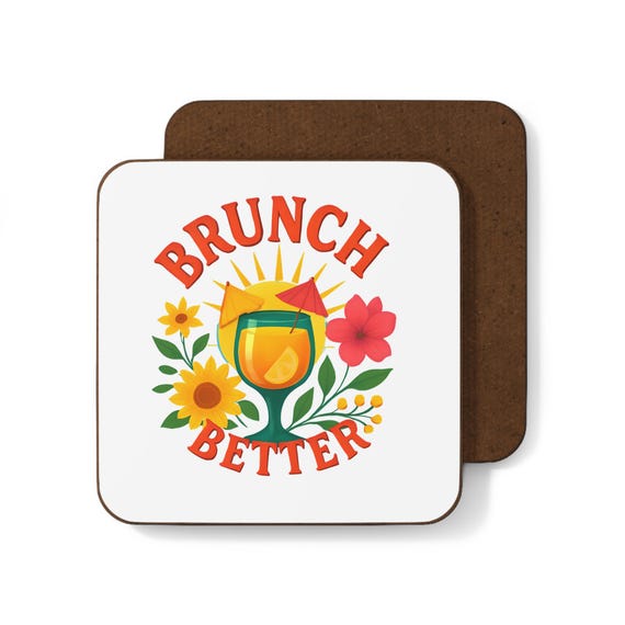 Brunch Decor Hardboard Coaster Set: Modern Kitchen Drink Coasters