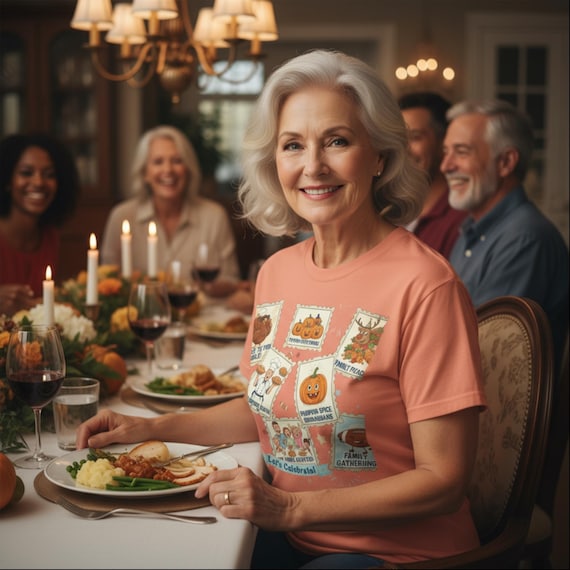 Thanksgiving Postage Stamp T-Shirt: Garment-Dyed Autumn Tee