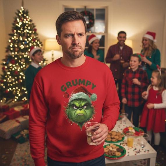 Grinch Inspired Christmas Sweatshirt, Funny Holiday Crewneck, Matching Couple Sweater, Cozy Xmas  Grumpy  Apparel