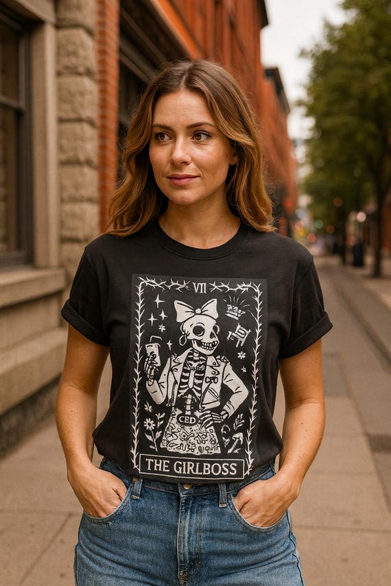 Sugar Skull Girlboss T-Shirt: Gothic Halloween Tee