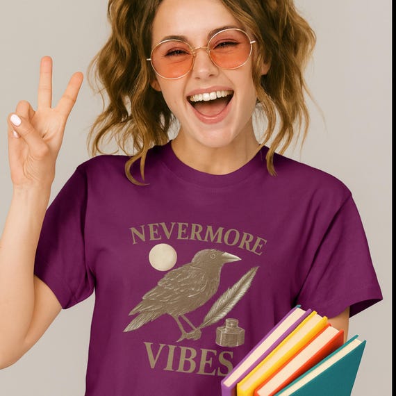 Nevermore Raven Comfort Colors Shirt: Gothic Dark Academia Tee