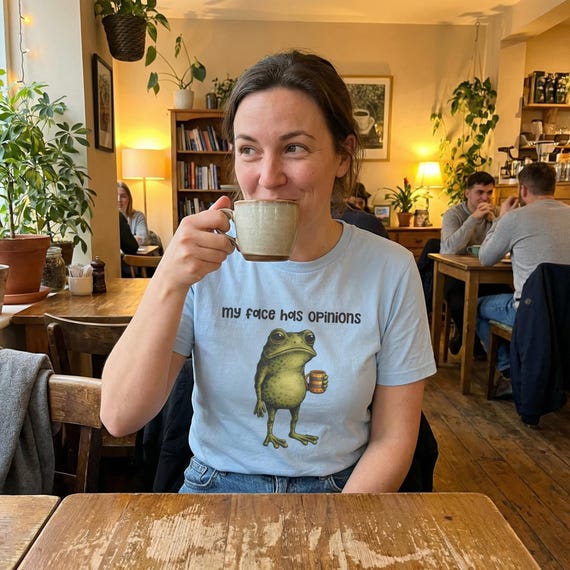 My Face Has Opinions Frog Graphic T-Shirt for Women  Sarcastic Mom Tee