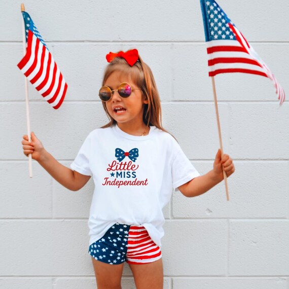 Little Miss Independent Toddler Tee: Patriotic 4th of July Shirt