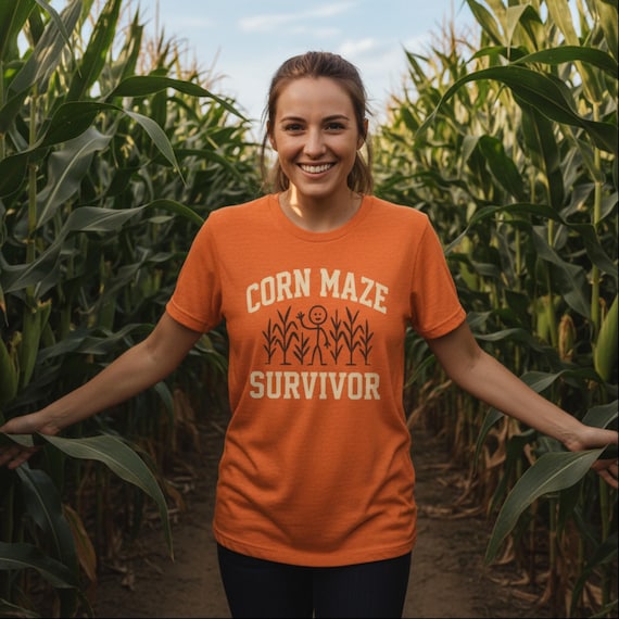 Corn Maze Survivor T-Shirt: Funny Fall Festival Bella+Canvas Tee