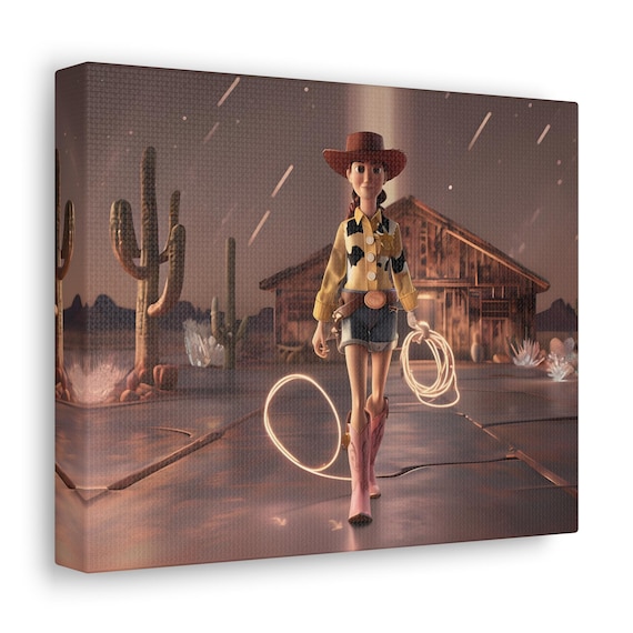 Cowgirl Toy Story Canvas Gallery Wraps, Western Style Wall Art, Nursery Decor, Kids Room Decoration, Rustic Home Decor, Gift for Toy Story