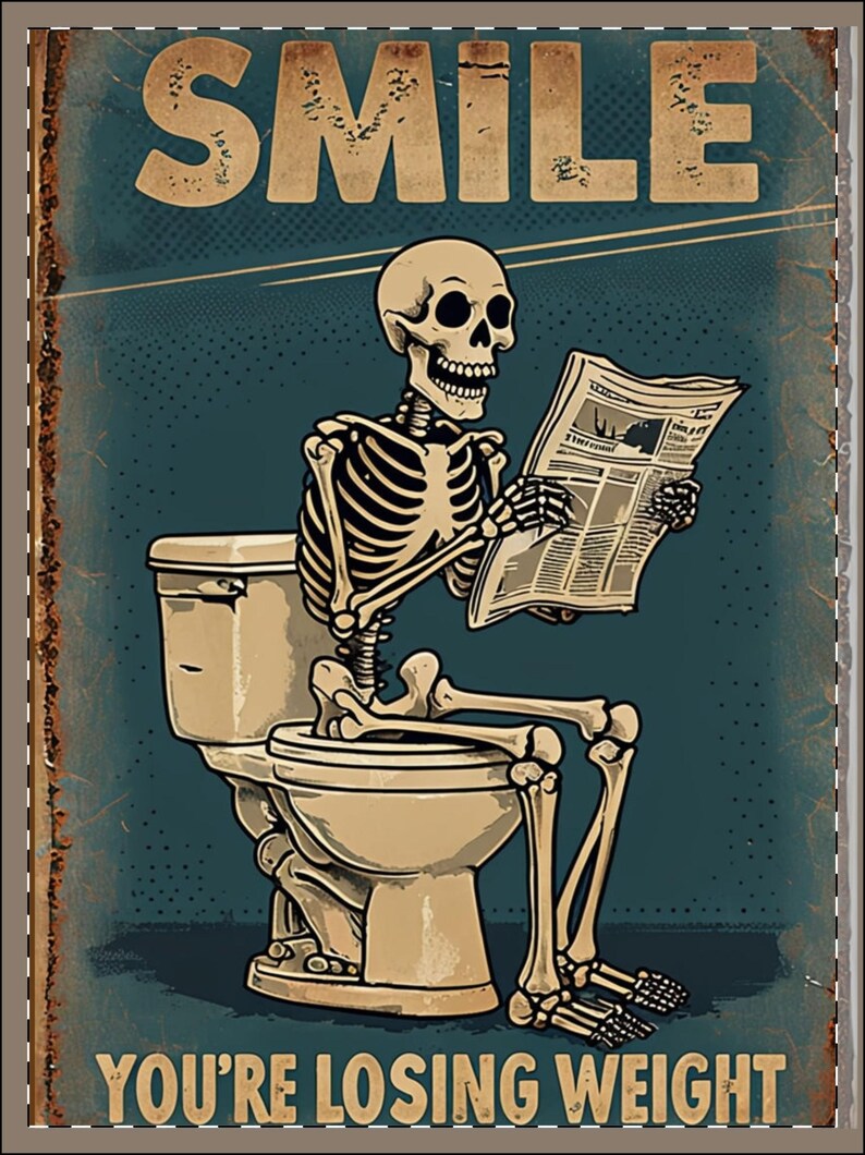 Skeleton Reminder Framed Poster, Skeleton Bathroom Decor, Funny Wall Art, Weight Loss ...