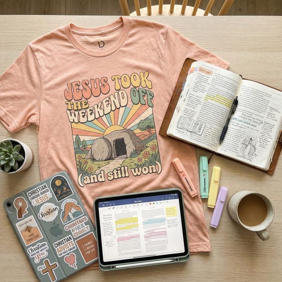 Jesus Took The Weekend Off Retro Easter T-Shirt, Groovy Faith Tee