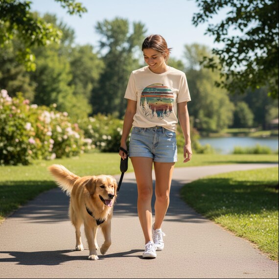 Retro Sunset Camping T-Shirt: Forest Green Nature Graphic Tee
