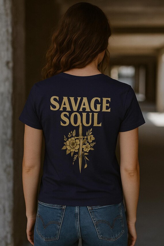 Vintage Aesthetic Boho Floral Shirt for Women - Savage Soul Peach & Petal Collection Feminine Graphic Tee