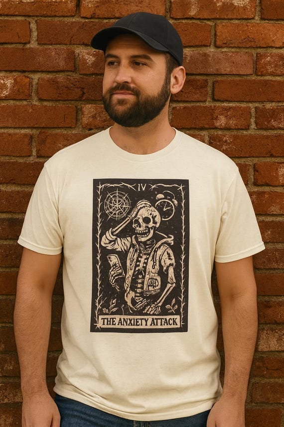 Dark Humor Shirt, Anxiety Attack Skeleton Tee, Goth Comfort Colors T-Shirt, Mental Health Unisex Oversized Vibe, Alternative Fashion
