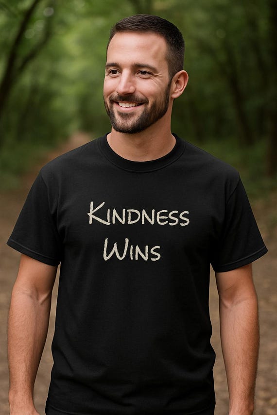 Embroidered Kindness Wins Comfort Colors T-Shirt: Inspirational Unisex Tee