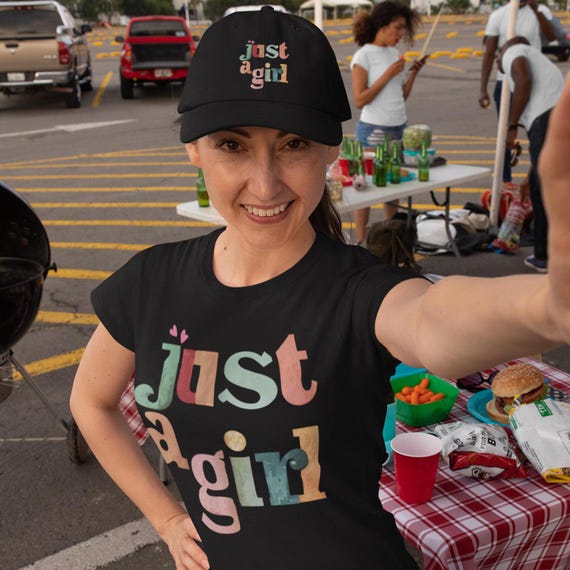Embroidered 'Just a Girl' Baseball Hat - Vintage Style Dad Cap